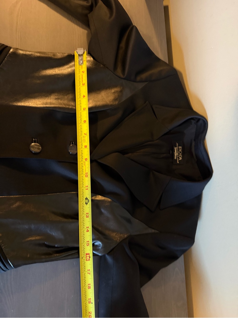 Escada For Neiman Marcus Vintage Wool and Faux Leather Blazer Jacket - Picture 6 of 10